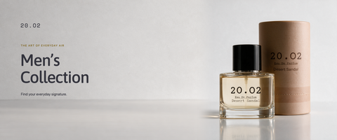 20.O2 Men's Collection — Desert Sandal perfume with its original kraft packaging.