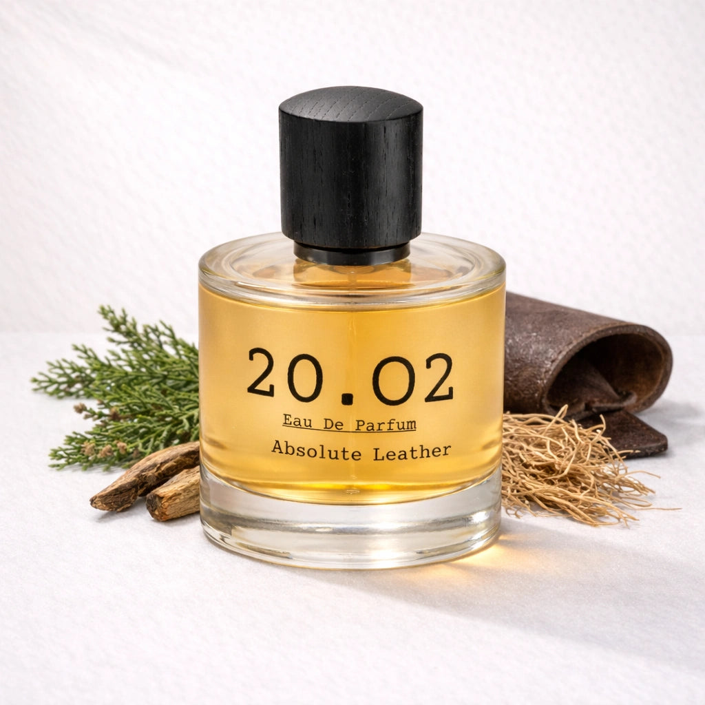 Absolute Leather Perfume Bottle Angled — 20.O2