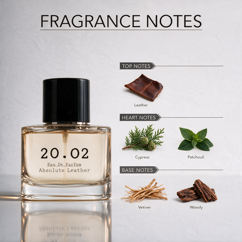 Absolute Leather perfume bottle by 20.O2, made in the UAE