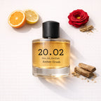 Amber Crush Flat Lay — 20.O2 Eau de Parfum
