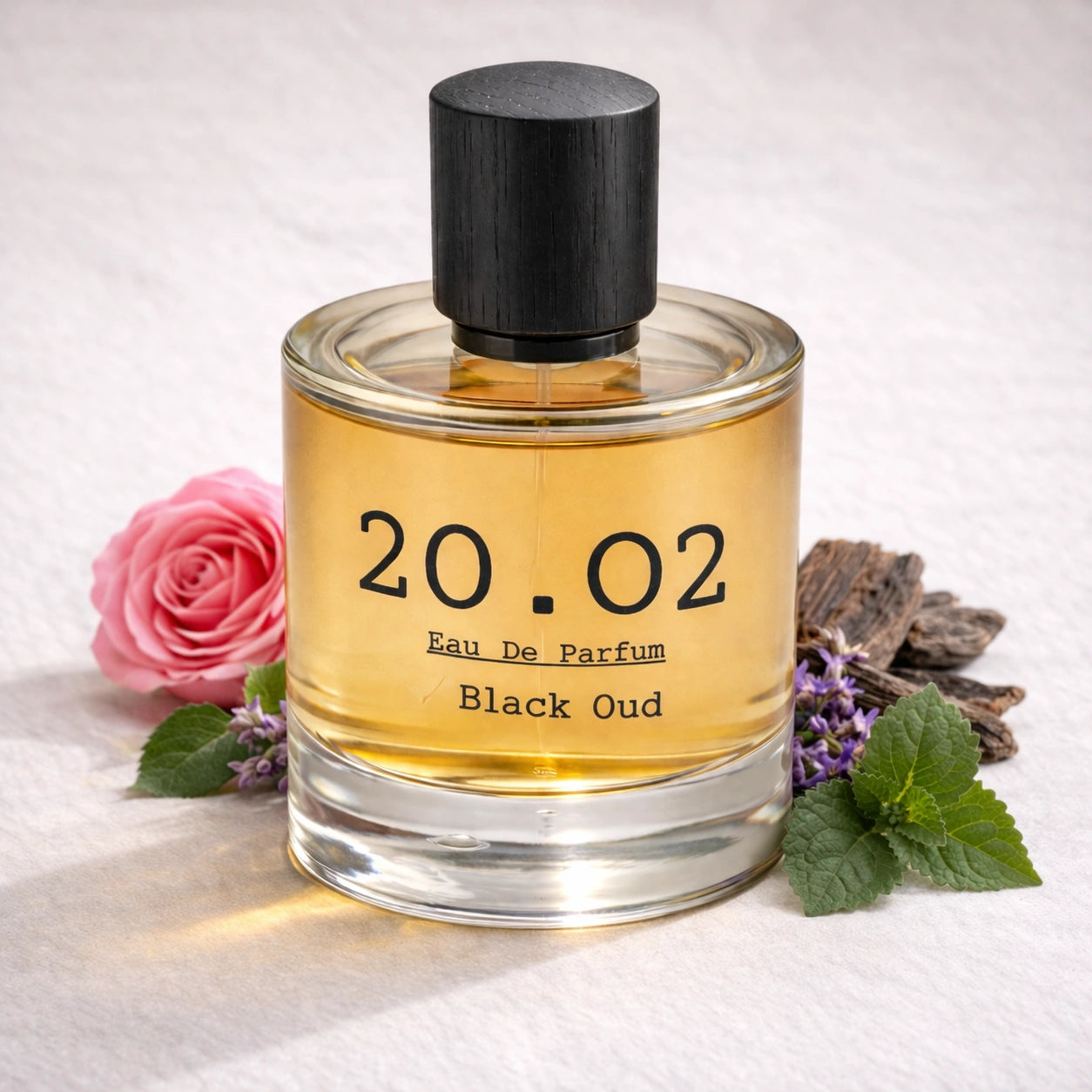 Black Oud Perfume Bottle Angled — 20.O2