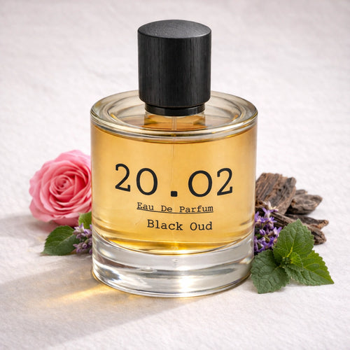 Black Oud Perfume Bottle Angled — 20.O2