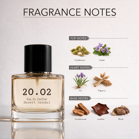 Desert Sandal perfume bottle by 20.O2, made in the UAE