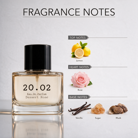 Dessert Rose perfume bottle by 20.O2, made in the UAE