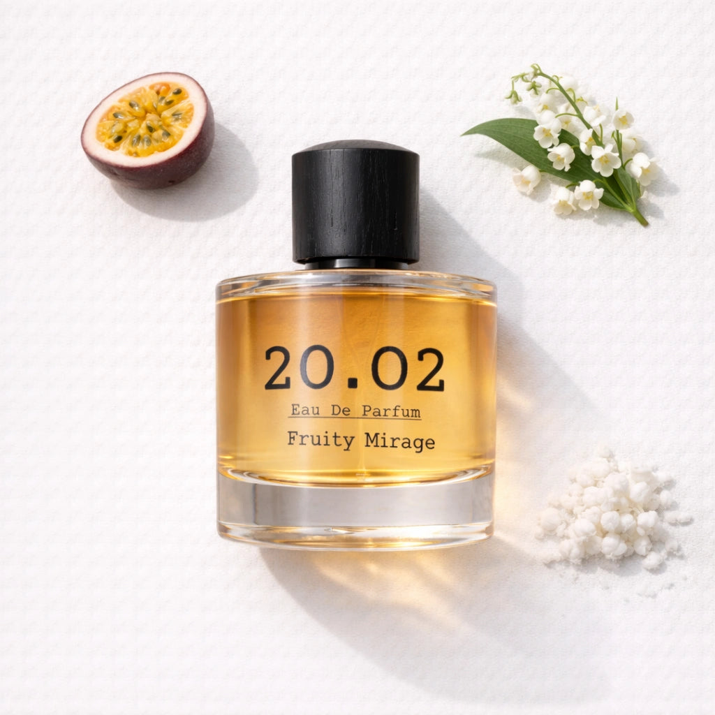 Fruity Mirage Flat Lay — 20.O2 Eau de Parfum