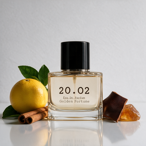 Golden Fortune eau de parfum by 20.O2 — grapefruit, cinnamon, leather and amber