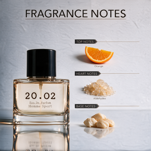 Homme Sport perfume bottle by 20.O2, made in the UAE