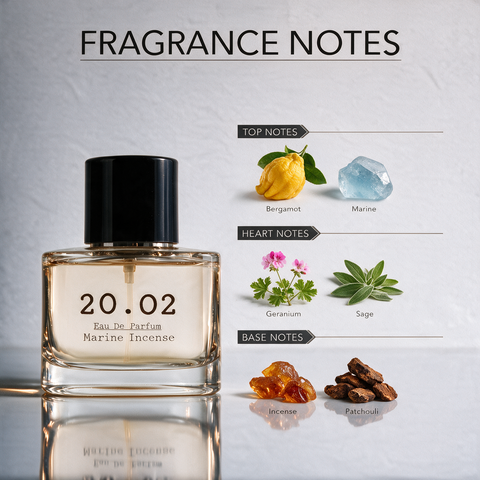 Marine Incense perfume bottle by 20.O2, made in the UAE