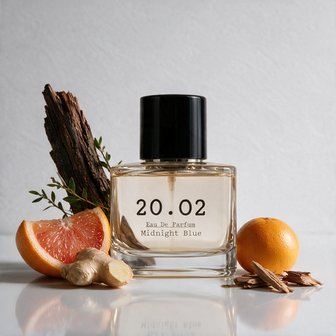 Midnight Blue eau de parfum by 20.O2 — grapefruit, ginger and cedar