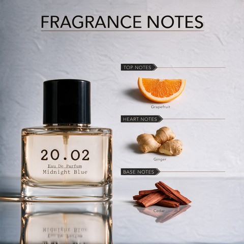 Midnight Blue perfume bottle by 20.O2, made in the UAE