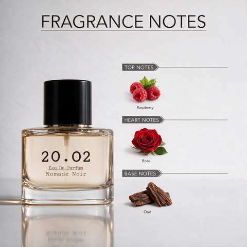 Nomade Noir perfume bottle by 20.O2, made in the UAE