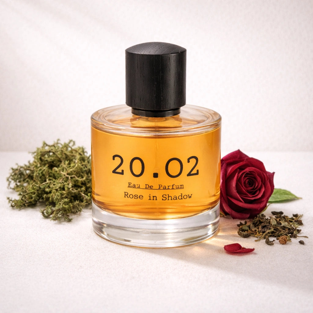 Rose in Shadow Perfume Bottle Angled — 20.O2