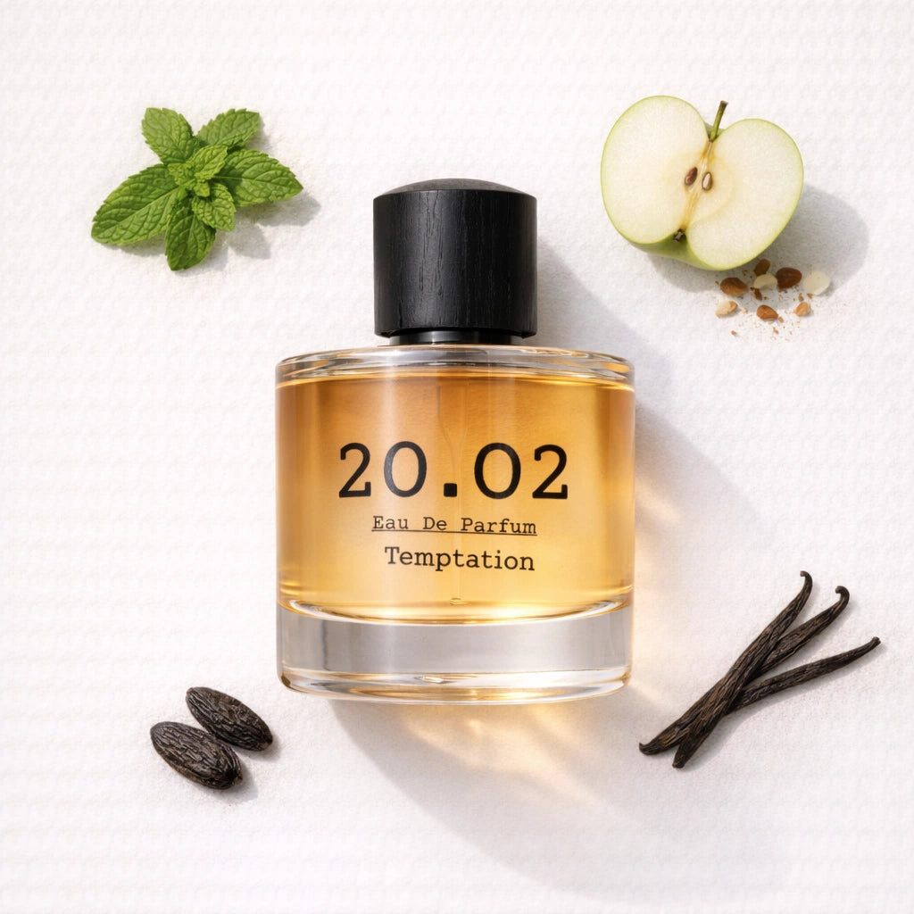 Temptation Flat Lay — 20.O2 Eau de Parfum