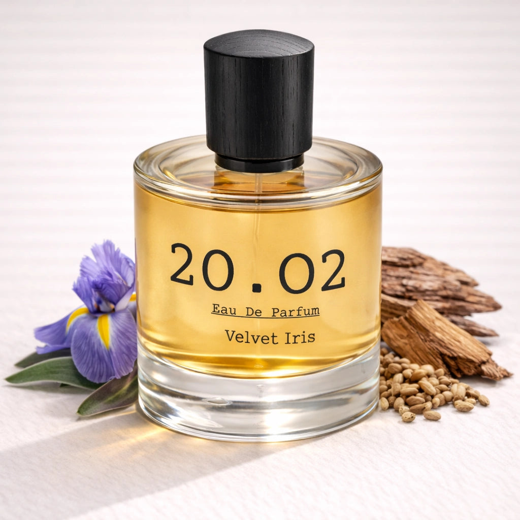 Velvet Iris Perfume Bottle Angled — 20.O2
