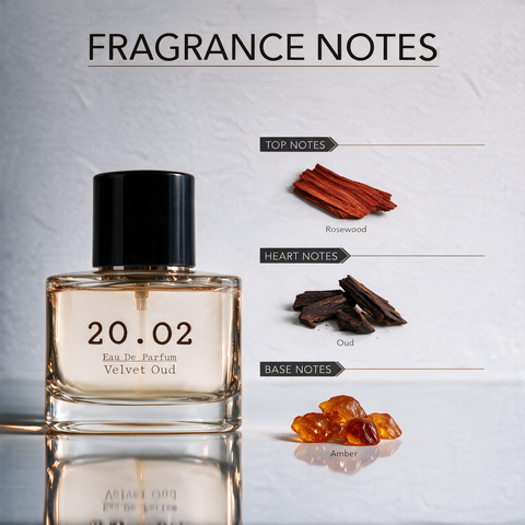 Velvet Oud perfume bottle by 20.O2, made in the UAE