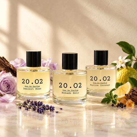 The Wardrobe combo: three 100ml 20.O2 bottles with fragrance ingredients