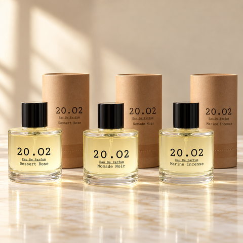 The Wardrobe combo: three 100ml 20.O2 bottles with kraft tube packaging